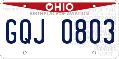 OH license plate GQJ0803