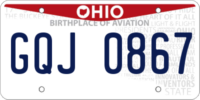 OH license plate GQJ0867