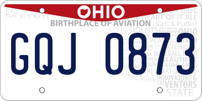 OH license plate GQJ0873