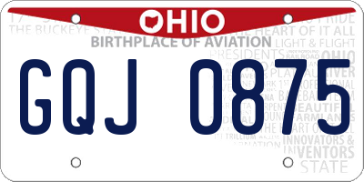 OH license plate GQJ0875