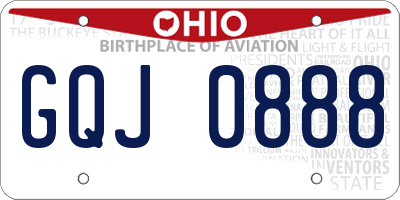 OH license plate GQJ0888