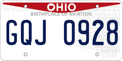 OH license plate GQJ0928
