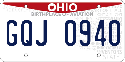 OH license plate GQJ0940