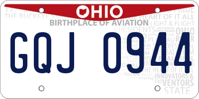 OH license plate GQJ0944