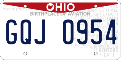 OH license plate GQJ0954