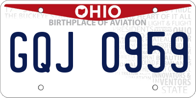 OH license plate GQJ0959