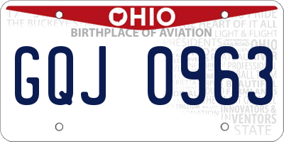 OH license plate GQJ0963