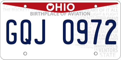 OH license plate GQJ0972