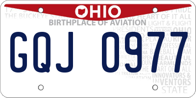 OH license plate GQJ0977