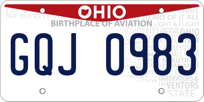 OH license plate GQJ0983