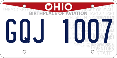 OH license plate GQJ1007