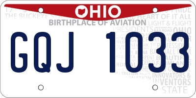 OH license plate GQJ1033