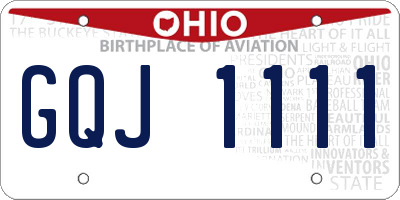 OH license plate GQJ1111