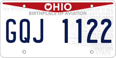 OH license plate GQJ1122