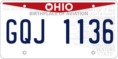 OH license plate GQJ1136