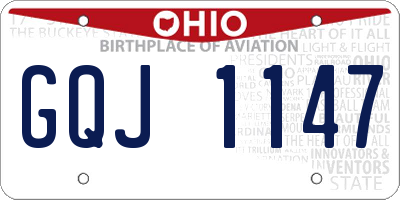 OH license plate GQJ1147