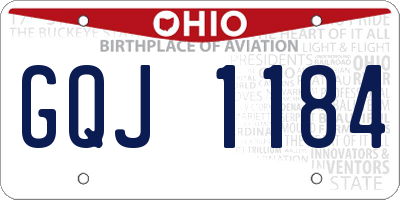 OH license plate GQJ1184