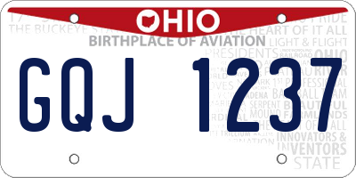 OH license plate GQJ1237