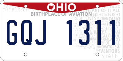 OH license plate GQJ1311