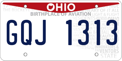OH license plate GQJ1313