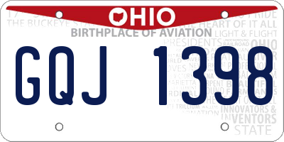 OH license plate GQJ1398