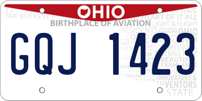 OH license plate GQJ1423