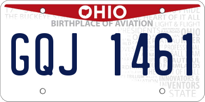 OH license plate GQJ1461
