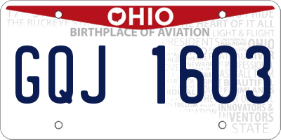 OH license plate GQJ1603