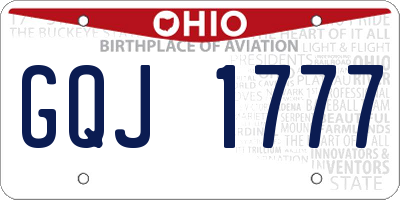 OH license plate GQJ1777