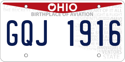 OH license plate GQJ1916