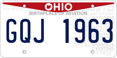 OH license plate GQJ1963