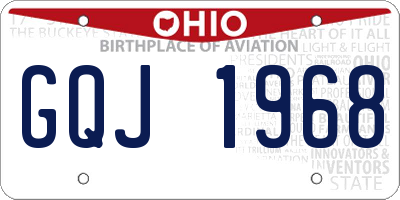 OH license plate GQJ1968