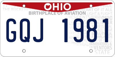 OH license plate GQJ1981
