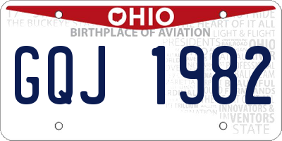 OH license plate GQJ1982