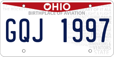 OH license plate GQJ1997