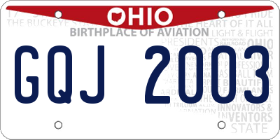 OH license plate GQJ2003