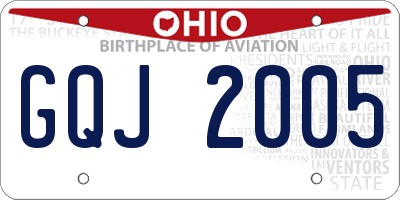 OH license plate GQJ2005