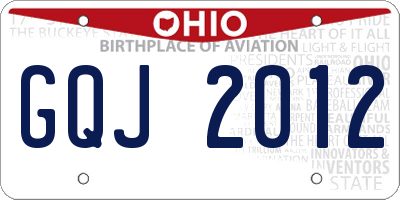 OH license plate GQJ2012