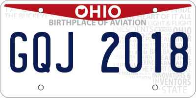 OH license plate GQJ2018