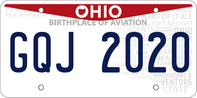 OH license plate GQJ2020