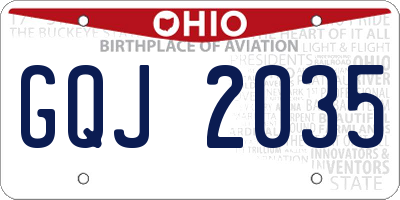 OH license plate GQJ2035