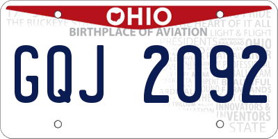 OH license plate GQJ2092