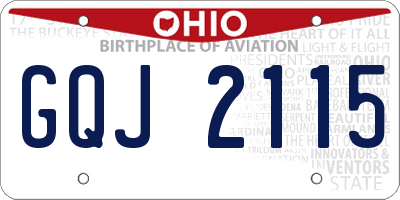 OH license plate GQJ2115