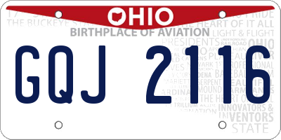 OH license plate GQJ2116