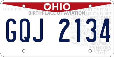 OH license plate GQJ2134