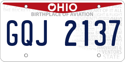 OH license plate GQJ2137