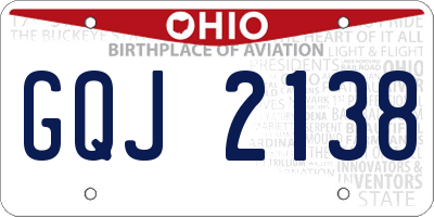 OH license plate GQJ2138