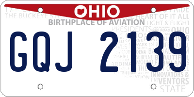 OH license plate GQJ2139