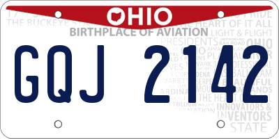 OH license plate GQJ2142