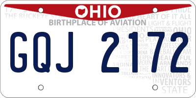 OH license plate GQJ2172